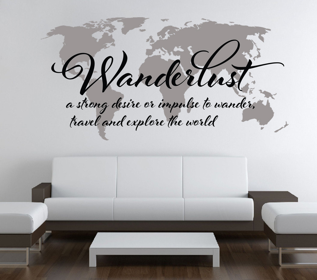 Wall Decal Quotes Wanderlust Travel Quote World Map Wall 2 Quotes